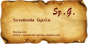 Szvoboda Gyula névjegykártya
